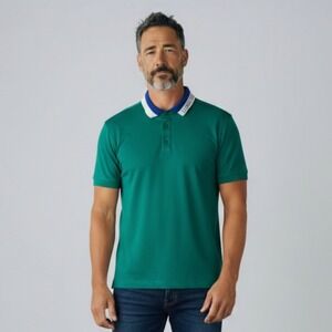 J Lindeberg Green Polo Shirt Mens Small Ben Regular Fit Golf Logo Performance